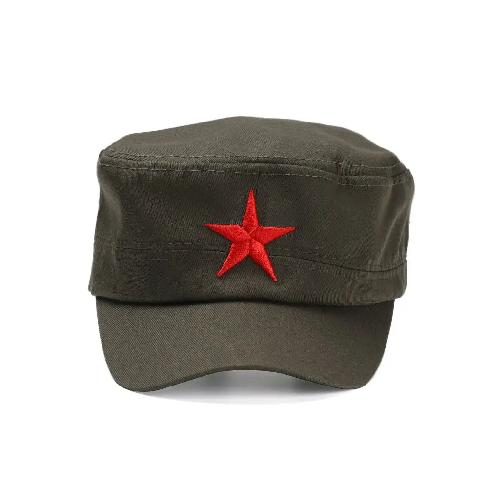 Unisex Cotton Men Cap Spring Summer Beach Outdoor Street Street Cool Church Sunhat Flat Top Hat With Red Star Dropshipping