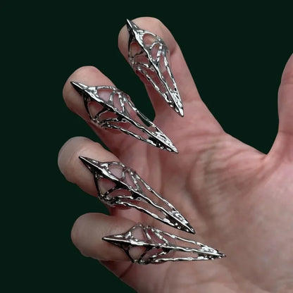New Gothic Rock Machinery Manicure Fingertip Ring Nail Ring Punk Metal Jewelry Accessories for Women Party Gifts for Girlfriends