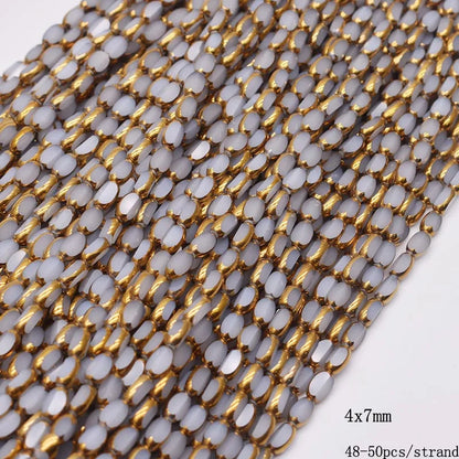 4x7mm 50pcs/lot Briolette Oval Glass Beads Plating Gold Color Crystal Glass Loose Spacer Beads For Beads for Jewelry Making DIY