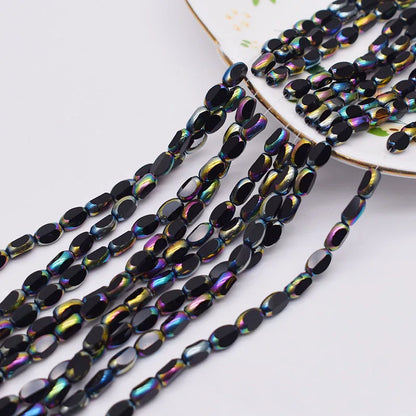 4x7mm 50pcs/lot Briolette Oval Glass Beads Plating Gold Color Crystal Glass Loose Spacer Beads For Beads for Jewelry Making DIY