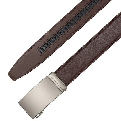 3.5cm High End Handsome Alloy Automatic Buckle Belt Men's Durability PU Leather Waistband Fashion Business Male Waist Straps