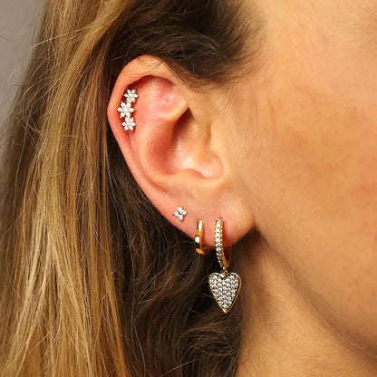 Women Pure Silver Series 925 Sterling Silver Ear Needle Geometric/Butterfly Flowers Pendant hoop Earrings Crystal Zircon Jewelry