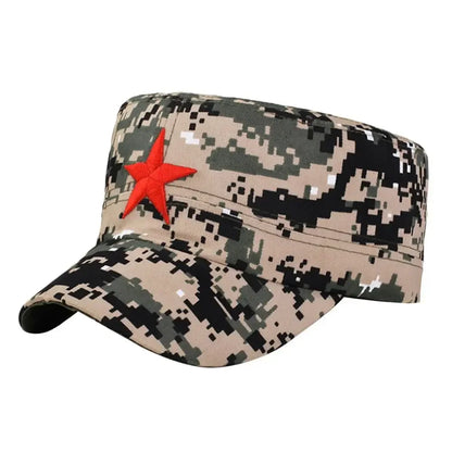 Unisex Cotton Men Cap Spring Summer Beach Outdoor Street Street Cool Church Sunhat Flat Top Hat With Red Star Dropshipping