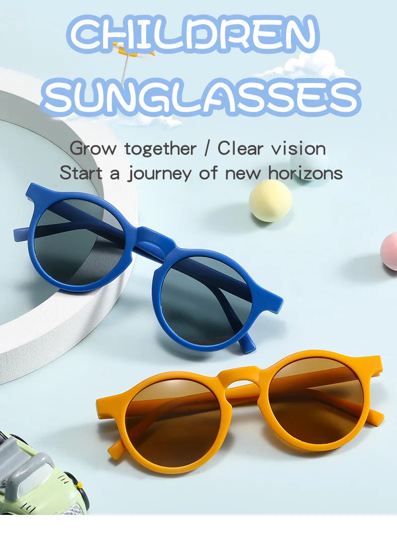 New Fashion Children Glasses Vintage Round Outdoor Sun Protection Sunglasses Baby Girls Acrylic UV400 Sunglasses Kids Eyeglasses