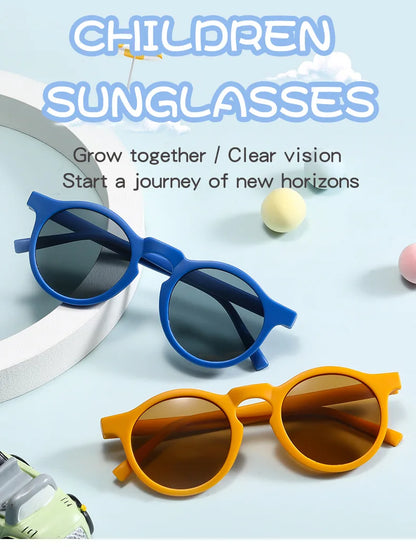 New Fashion Children Glasses Vintage Round Outdoor Sun Protection Sunglasses Baby Girls Acrylic UV400 Sunglasses Kids Eyeglasses