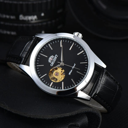 Orient Watch Refurbished Japanese Fully Automatic Mechanical Watch Hollowed Out Business Men's Watch Stainless Steel Strip