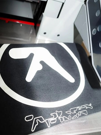 Men T-Shirt Aphex Twin Washed Black Print Cotton Graphic Oversized Korean Fashion Short Sleeve Tops Tees Y2k Streetwear Clothing