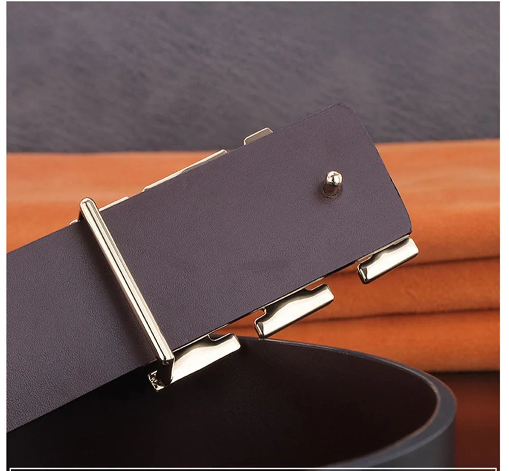 Men Belt Fashionable Simple Letter Buckle Reversible Male Belt for Men 3.8cm Luxury Good Quality