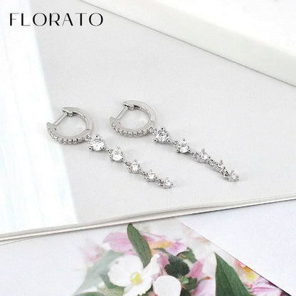 Women Pure Silver Series 925 Sterling Silver Ear Needle Geometric/Butterfly Flowers Pendant hoop Earrings Crystal Zircon Jewelry