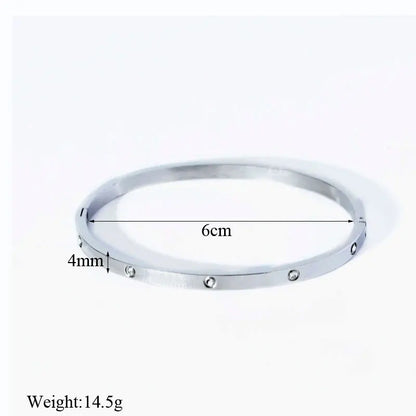 Fashion Design Gold Color Zircon And Cross Nut Nail Bangle Gold & Stainless Steel For Woman Bracelet buckle Classic jewelry