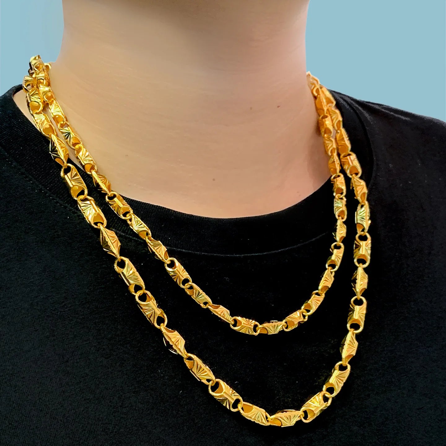 New luxury real gold jewelry 24k certifid square necklace men's elegant simple clavicle chain gifts for boyfriend