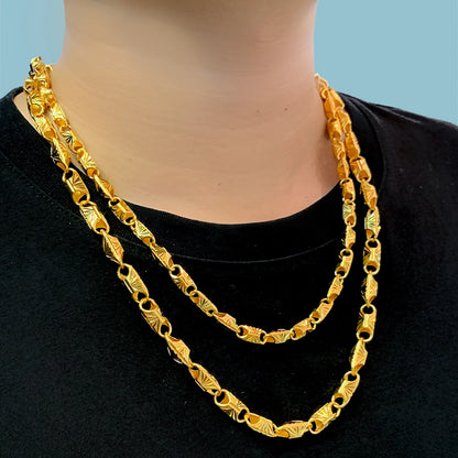 New luxury real gold jewelry 24k certifid square necklace men's elegant simple clavicle chain gifts for boyfriend
