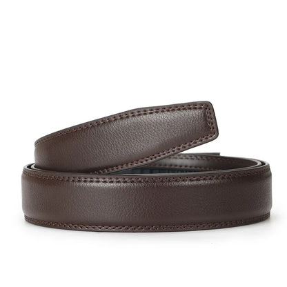High Quality Genuine Leather Casual Belt Men, Adjustable Automatic Buckle Belts, Black/Brown Cuttable Ratchet Belt for men