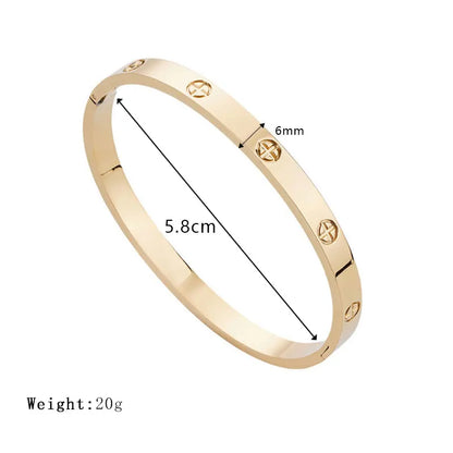 Fashion Design Gold Color Zircon And Cross Nut Nail Bangle Gold & Stainless Steel For Woman Bracelet buckle Classic jewelry