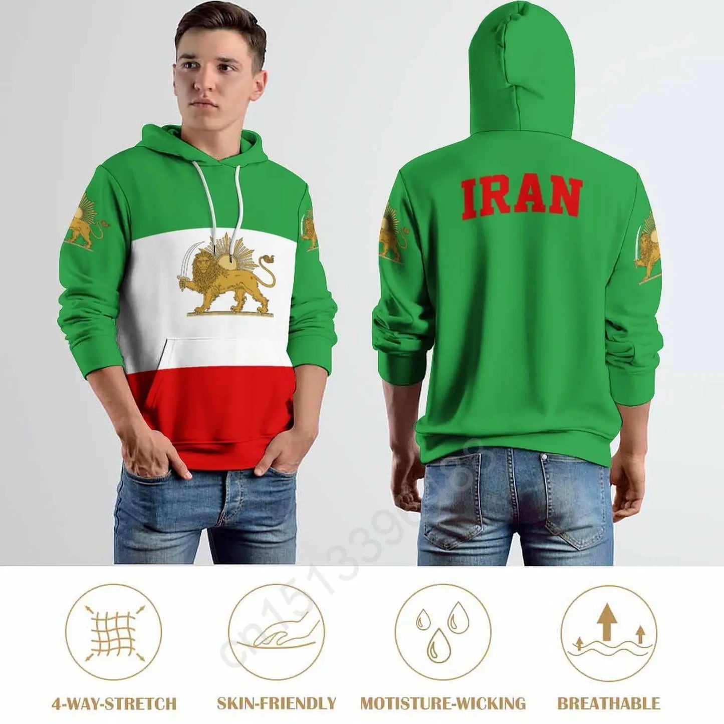 Iran Lion With Sun Flag 3D Hoodie Polyester Cool Men Women Harajuku Sweatshirt Unisex Casual Pullover Hoodies Custom Name