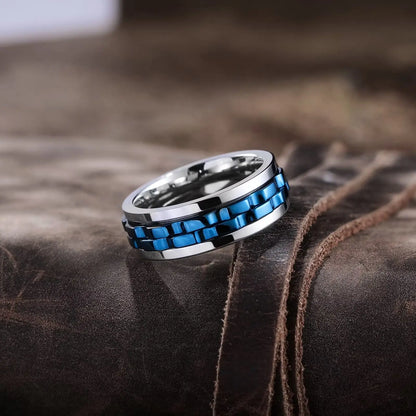 Fashion Punk Style Gear Rotating Anxiety Fidget Ring Titanium Steel Chain Spinner Rings For Men Rock Biker Wedding Party Jewelry