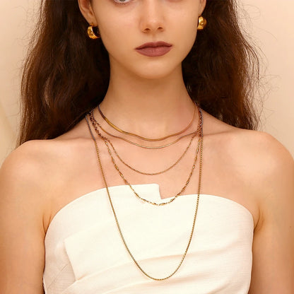 MamacitaSlay water wave chain snake chain Women's stainless steel necklace Bracelets Belly Chain Various styles Jewelry