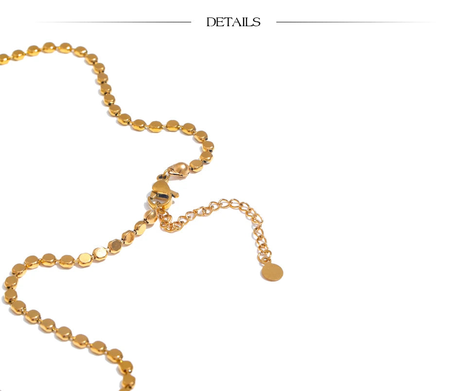 Yhpup Exquisite Stainless Steel Bright Square Chain Collar Necklace New Style 18K Real Gold Plated Daily Fashion Jewelry