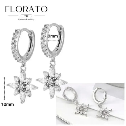 Women Pure Silver Series 925 Sterling Silver Ear Needle Geometric/Butterfly Flowers Pendant hoop Earrings Crystal Zircon Jewelry