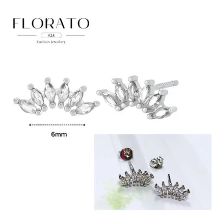 Women Pure Silver Series 925 Sterling Silver Ear Needle Geometric/Butterfly Flowers Pendant hoop Earrings Crystal Zircon Jewelry