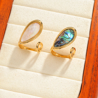 Freeteeme High-End Various Irregular Geometric Rings for Women Stainless Steel Shell-Set Open Rings Daily Versatile Accessories