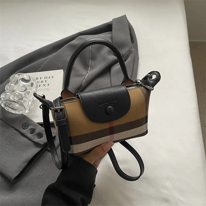 European and American Fashion Women's Bag 2024 New Check Pattern Bag Handheld Dumpling Bag Handheld Crossbody Bag