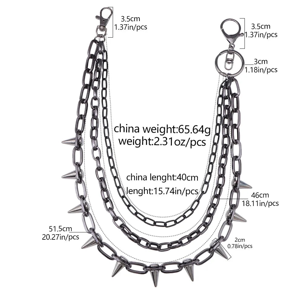 Hip Hop Punk Rock Metal Pants Waist Chain Men Women Key Chain Trousers Chain Wallet Keychain Jeans Unisex Hip-hop Jewelry Gift