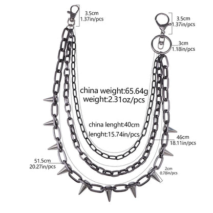 Hip Hop Punk Rock Metal Pants Waist Chain Men Women Key Chain Trousers Chain Wallet Keychain Jeans Unisex Hip-hop Jewelry Gift