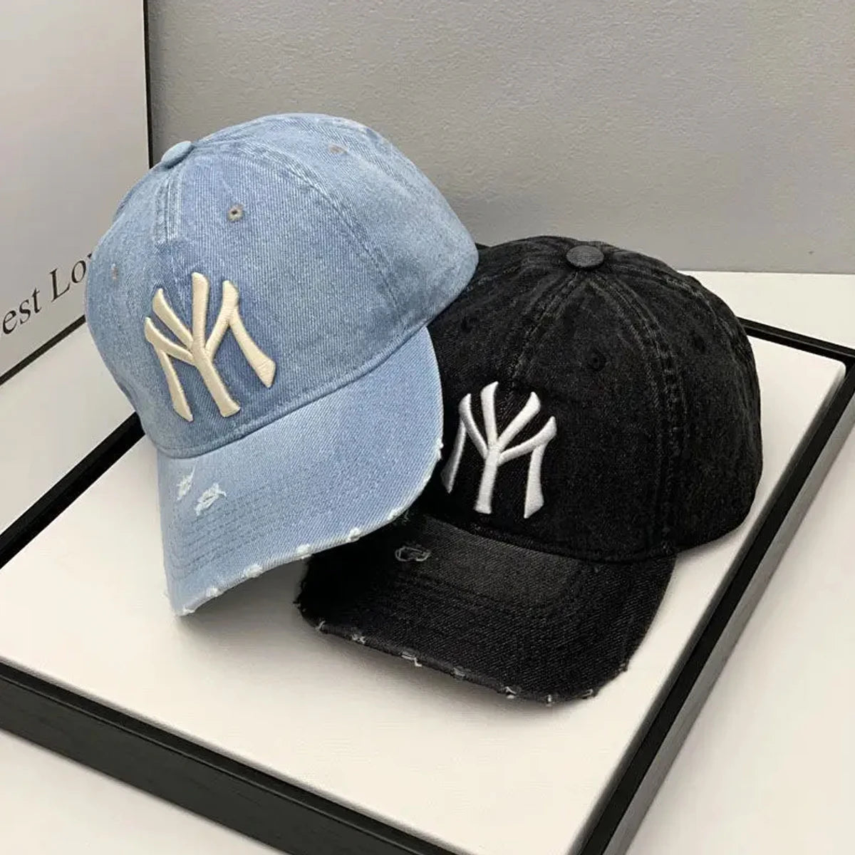 Unisex Letter Embroidery Washed Cowboy Baseball Caps Adjustable Casual Hats Spring and Autumn Outdoor Sunscreen Hat
