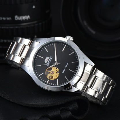 Orient Watch Refurbished Japanese Fully Automatic Mechanical Watch Hollowed Out Business Men's Watch Stainless Steel Strip