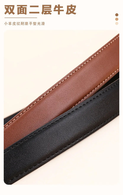 Genuine leather cowhide belt for women; versatile decorative waist belt with a sense of design; fashionable denim belt for ladie