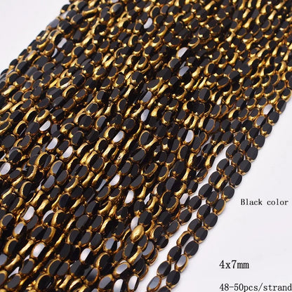 4x7mm 50pcs/lot Briolette Oval Glass Beads Plating Gold Color Crystal Glass Loose Spacer Beads For Beads for Jewelry Making DIY