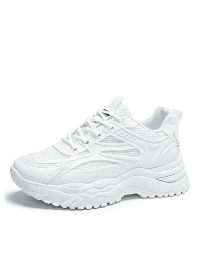 White Sneakers Women 2024 New Leather Chunky Sneakers Women's Sports Shoes Thick Tennis Vulcanized Shoes Basket Platform Shoes