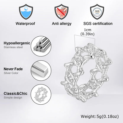 Personality Stainless Steel Irregular Thorns Ring for Men, Retro Punk Texture Six Pointed Star Ring, Geometric Hip-hop Jewelry