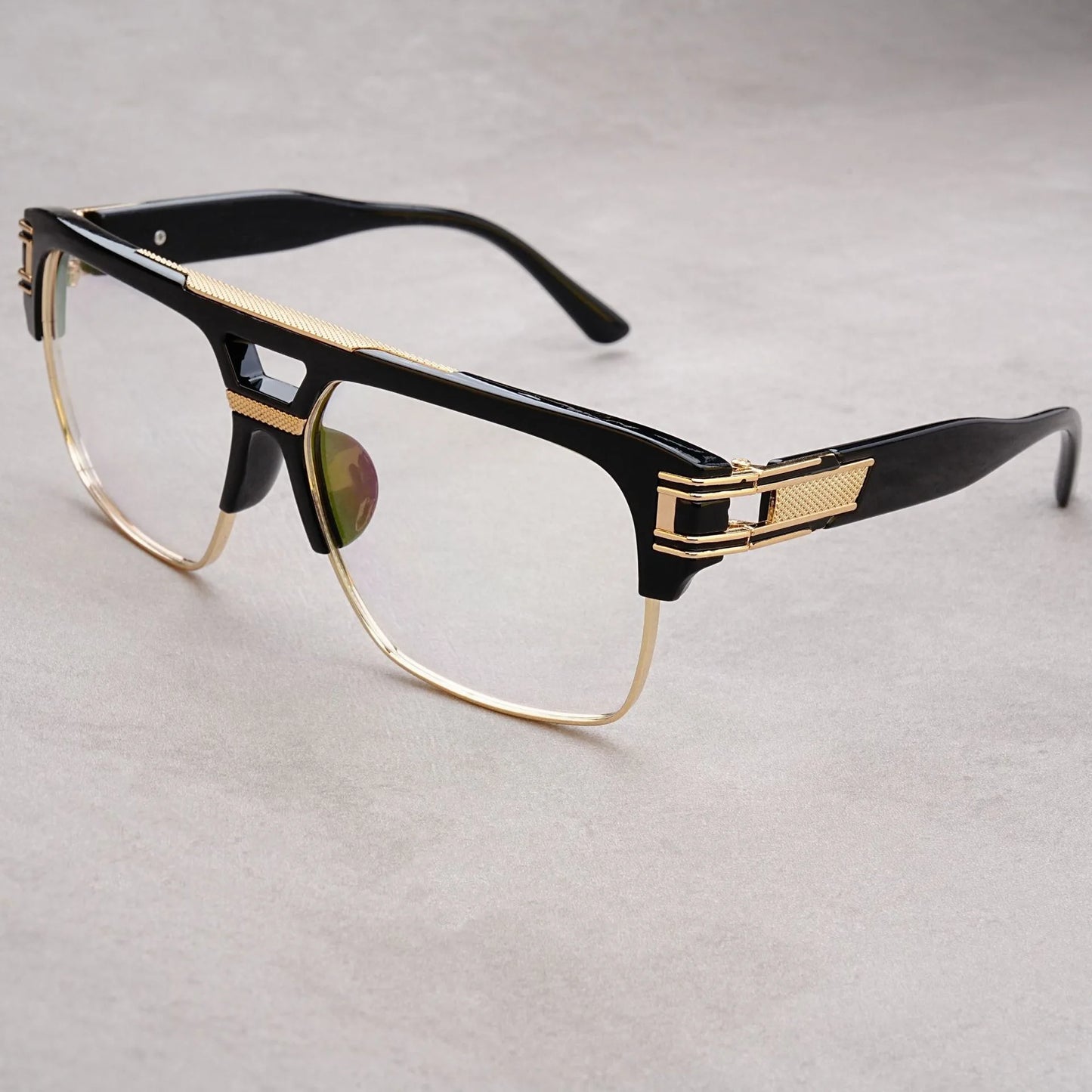 European And American Fashion Sunglasses Transparent Frame Glasses Cross Border Men And Women Retro Square Frame Sunshade Mirror
