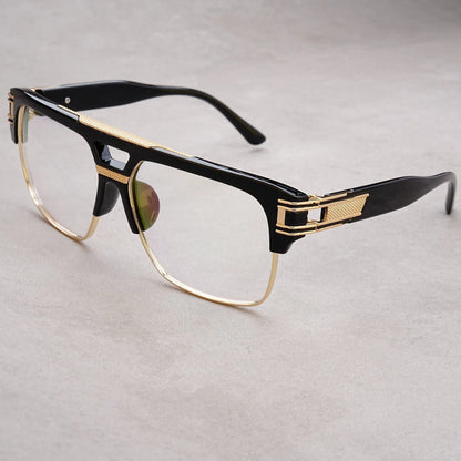 European And American Fashion Sunglasses Transparent Frame Glasses Cross Border Men And Women Retro Square Frame Sunshade Mirror