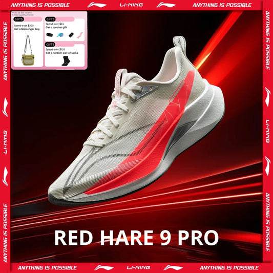 Li-Ning Men's RED HARE 9 PRO Racing Running Shoes BOOM Cushion Rebound Breathable Reflective LiNing Stable Sneakers ARPW001