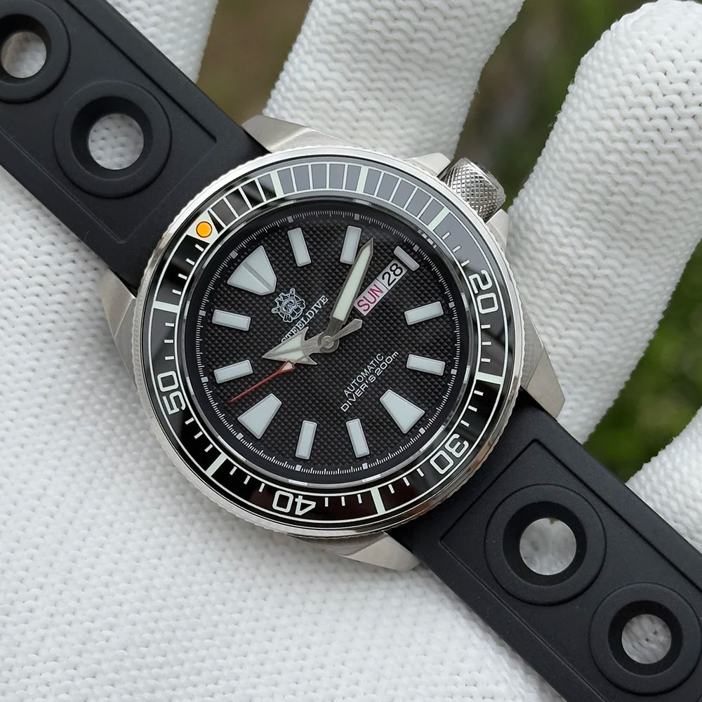 STEELDIVE New SD1961 43.8mm BGW9 Blue Luminous Sapphire Glass NH36 Automatic 200m Waterproof Mens Dive Watch with Ceramic Bezel