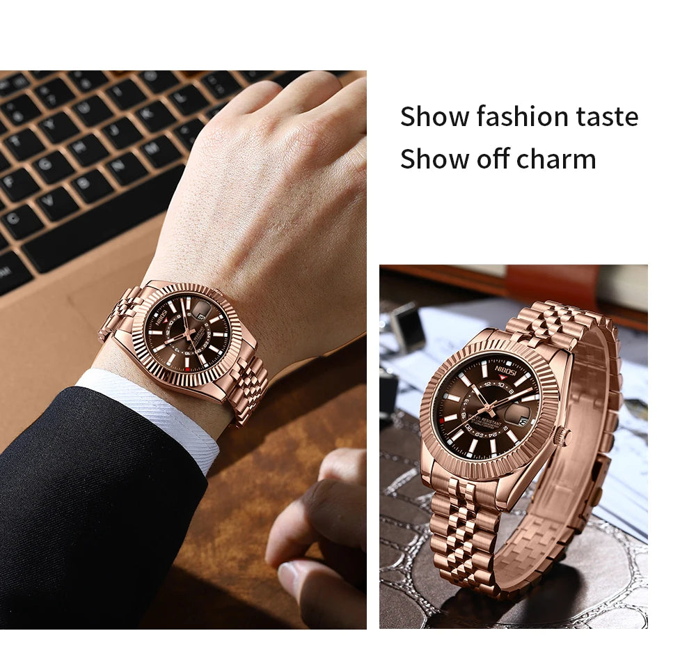 NIBOSI Top Brand Luxury Fashion Dive Watch Men 30ATM Waterproof Date Clock Sport Watches Man Quartz Wristwatch Relogio Masculino