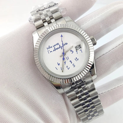 36mm/39mm NH35 Watch Who Cares im Already Late Watch High Quality Sapphire Crystal Glass Waterproof Case NH35 Movement Watch