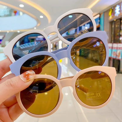New Fashion Children Glasses Vintage Round Outdoor Sun Protection Sunglasses Baby Girls Acrylic UV400 Sunglasses Kids Eyeglasses