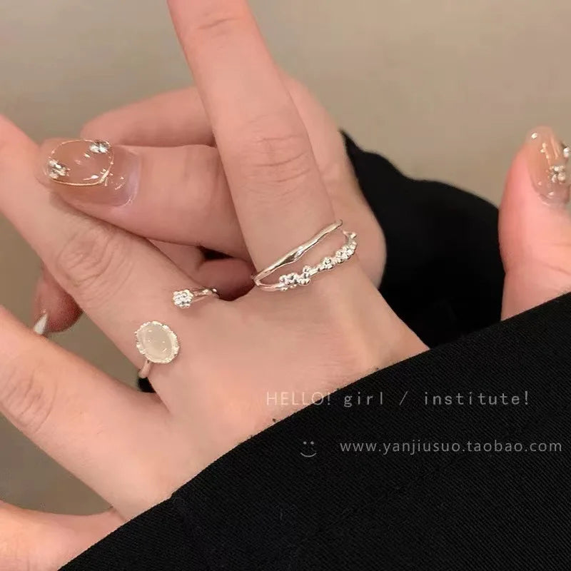 Fashion Trend Pink Crystal Bowknot Heart Rings Zircon Ring Y2K Shiny Zircon Rings for Women Girls Party Aesthetic Jewelry 2024 N