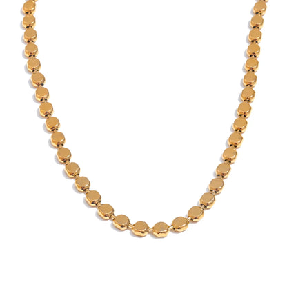 Yhpup Exquisite Stainless Steel Bright Square Chain Collar Necklace New Style 18K Real Gold Plated Daily Fashion Jewelry