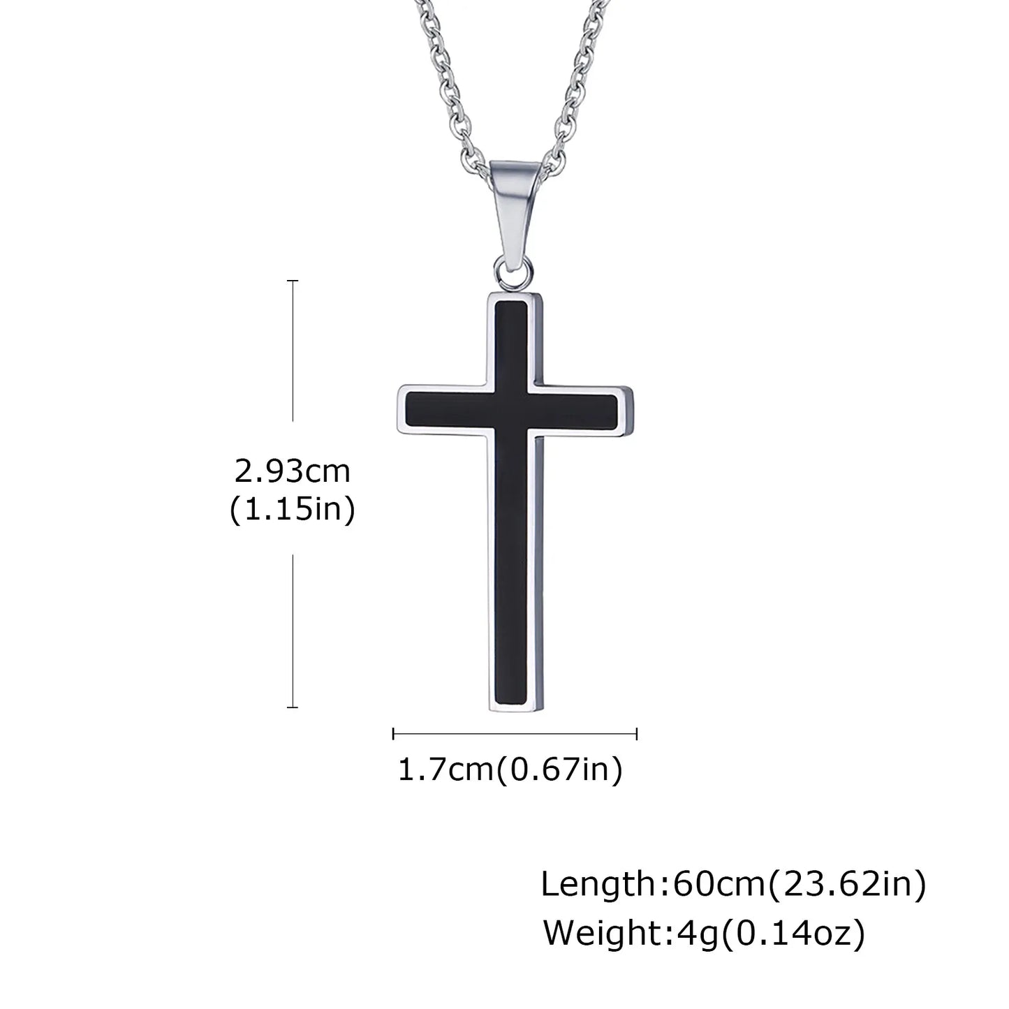 Basic Punk Cross Necklace for Men Boys,Stainless Steel Silver Color Cross Pendant Necklace,Christian Religious Jewelry Gift