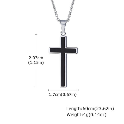 Basic Punk Cross Necklace for Men Boys,Stainless Steel Silver Color Cross Pendant Necklace,Christian Religious Jewelry Gift