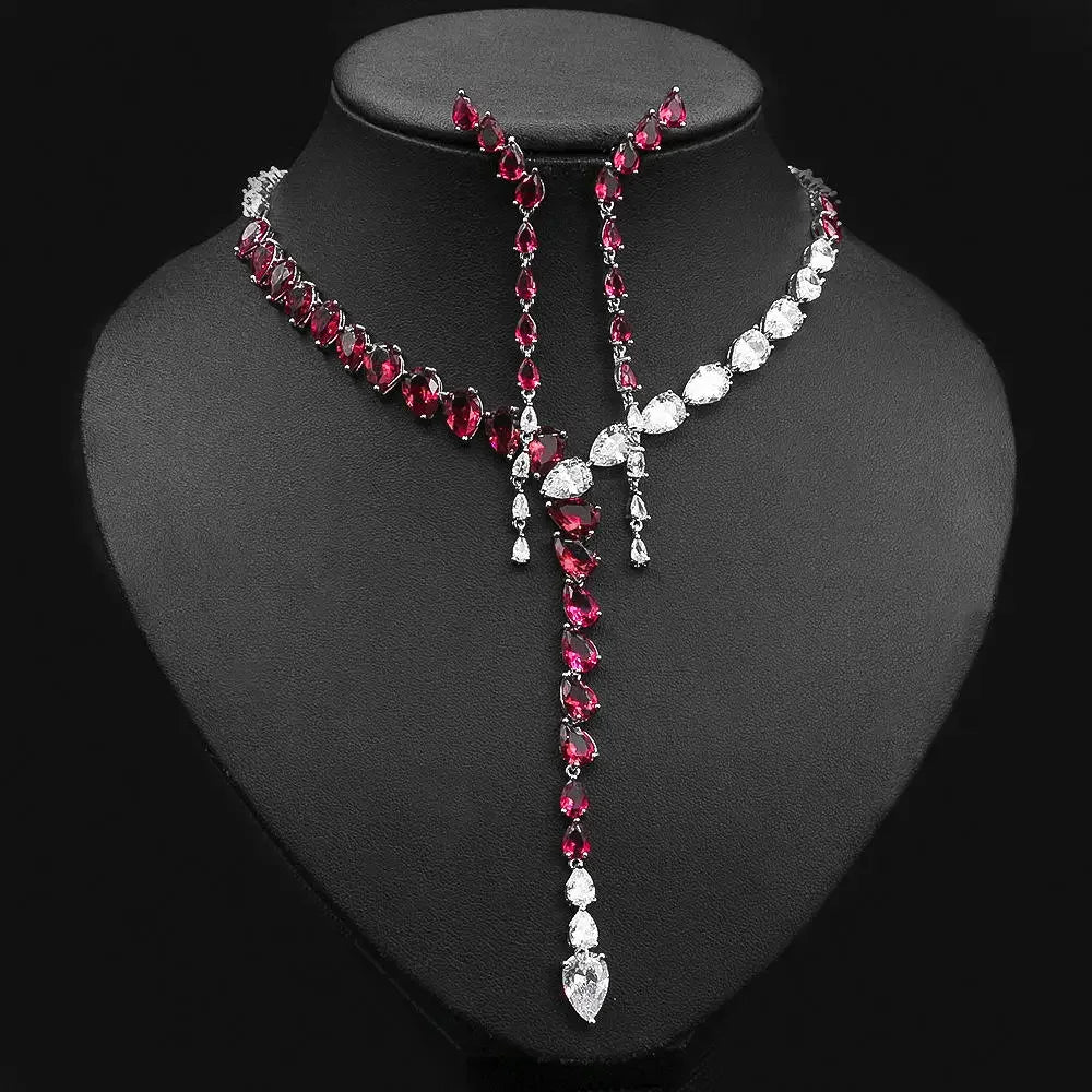 High Quality 2pcs Tassel Necklace and Earring 2 PCS Set Fashion European Bride Wedding Jewelry Set  Accessories