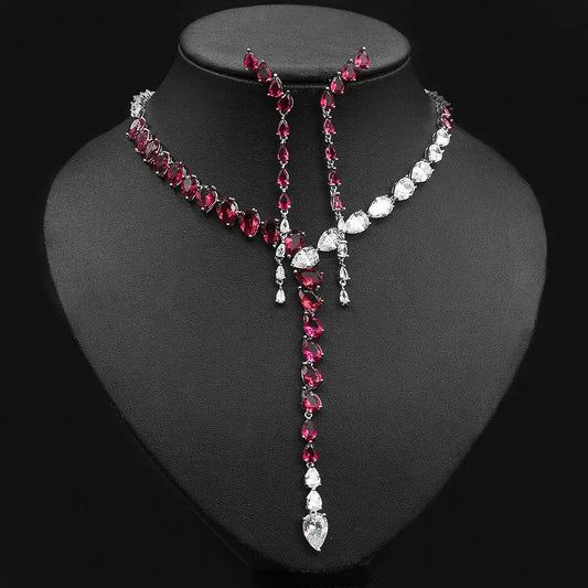 High Quality 2pcs Tassel Necklace and Earring 2 PCS Set Fashion European Bride Wedding Jewelry Set  Accessories