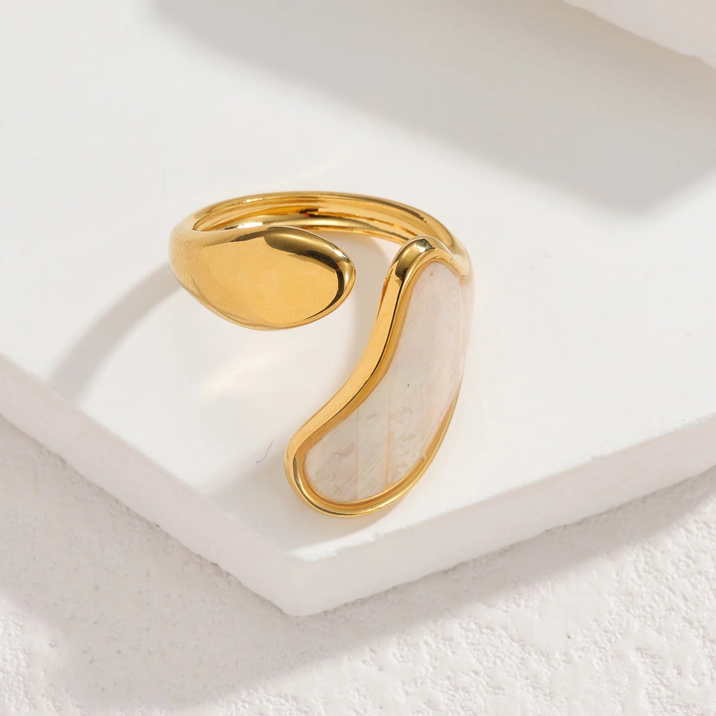 Freeteeme High-End Various Irregular Geometric Rings for Women Stainless Steel Shell-Set Open Rings Daily Versatile Accessories