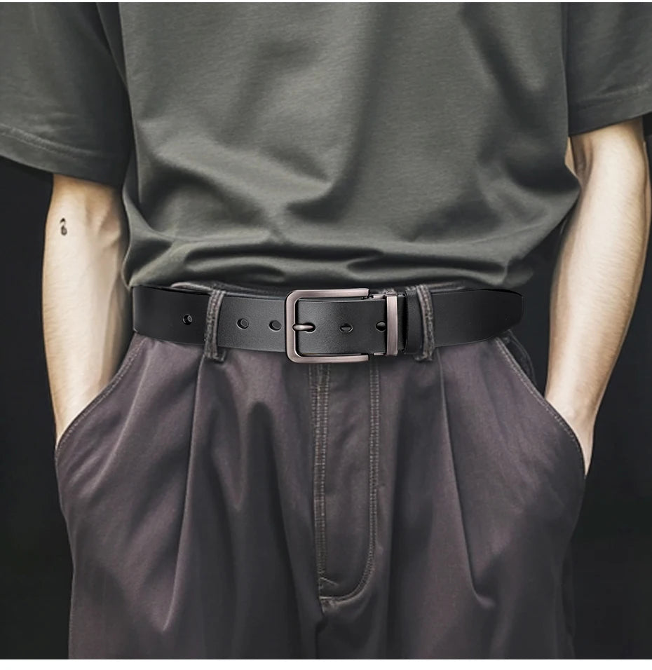 Maikun Genuine Leather Men's Belt Large Size Casual Belt   Alloy Pin Buckle Business Suit Belt Father's Day Present Gift