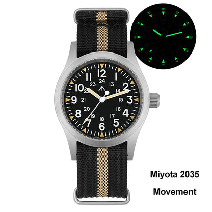 Militado ML05 38mm Quartz Watch Miyota 2035/Ronda 515 Movement Watches Domed Sapphire Crystal Luminous 100m Waterproof Watches